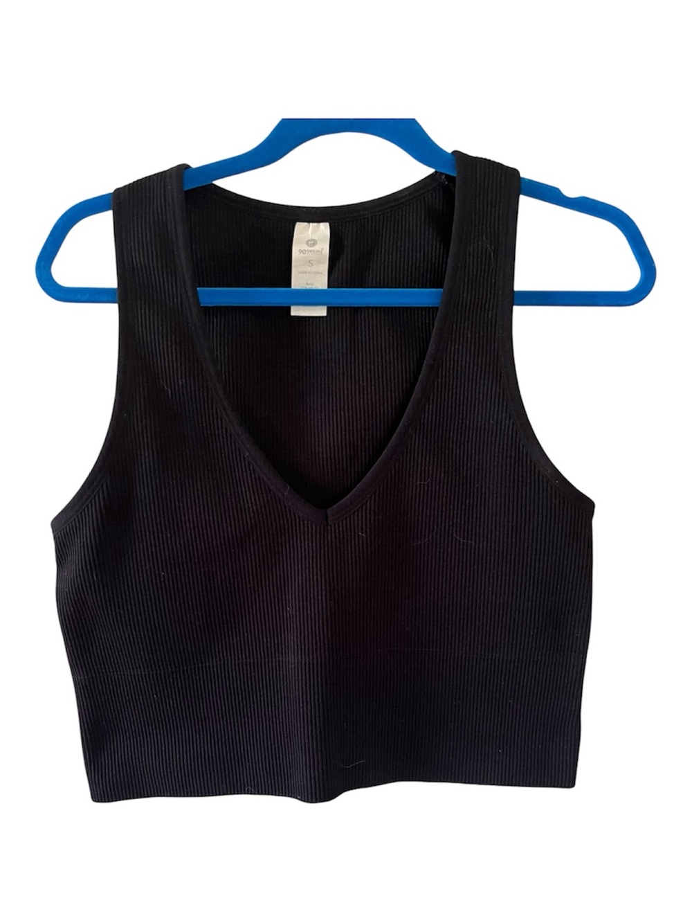 Black Ribbed V-Neck Cropped Sports Bra Size Small. Brami. - Picture 2 of 11